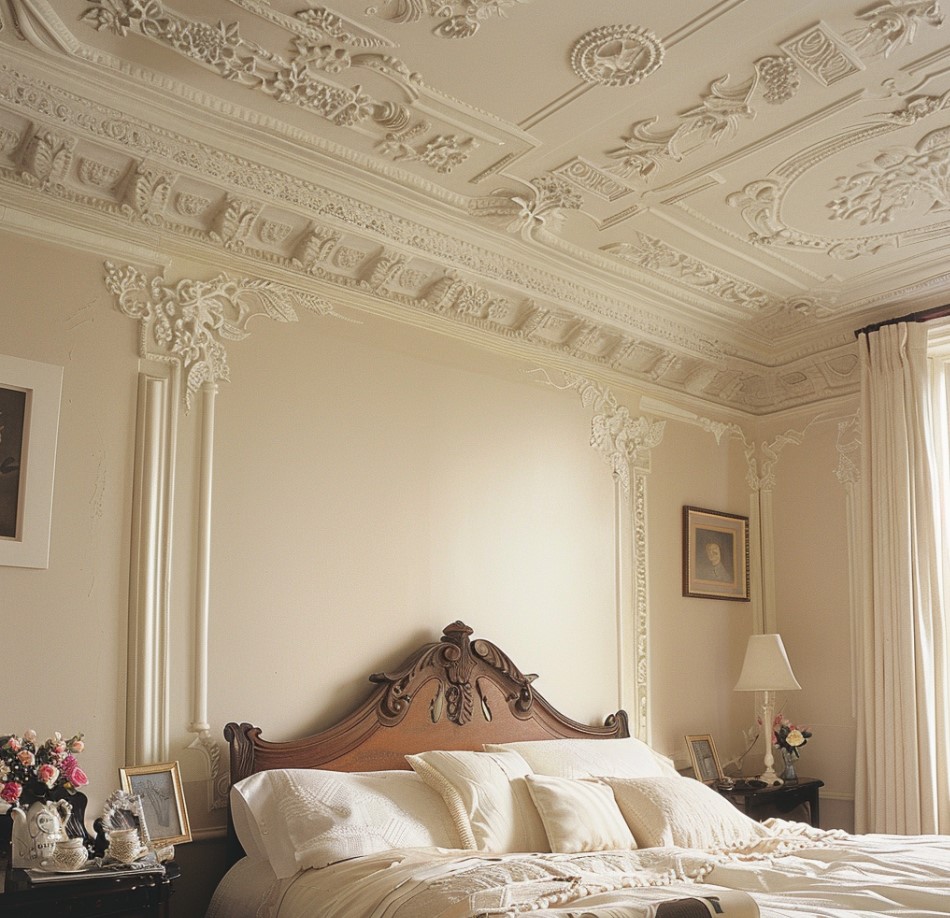 VICTORIAN HOUSE Melbourne Architecture ornate ceiling in bedroom